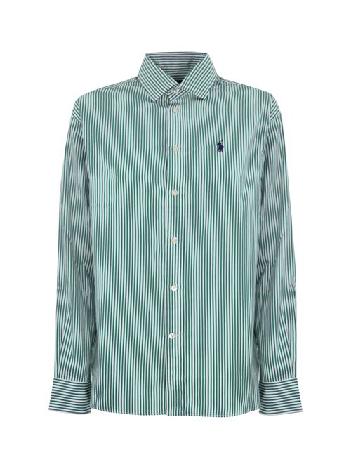 Camicia a righe in popeline verde bianco POLO RALPH LAUREN | 211 910743027